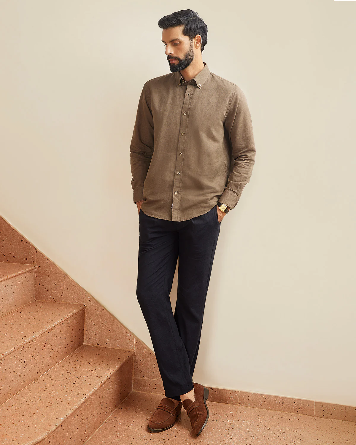 Palmscape Cotton Linen Pants - Black - Image 3