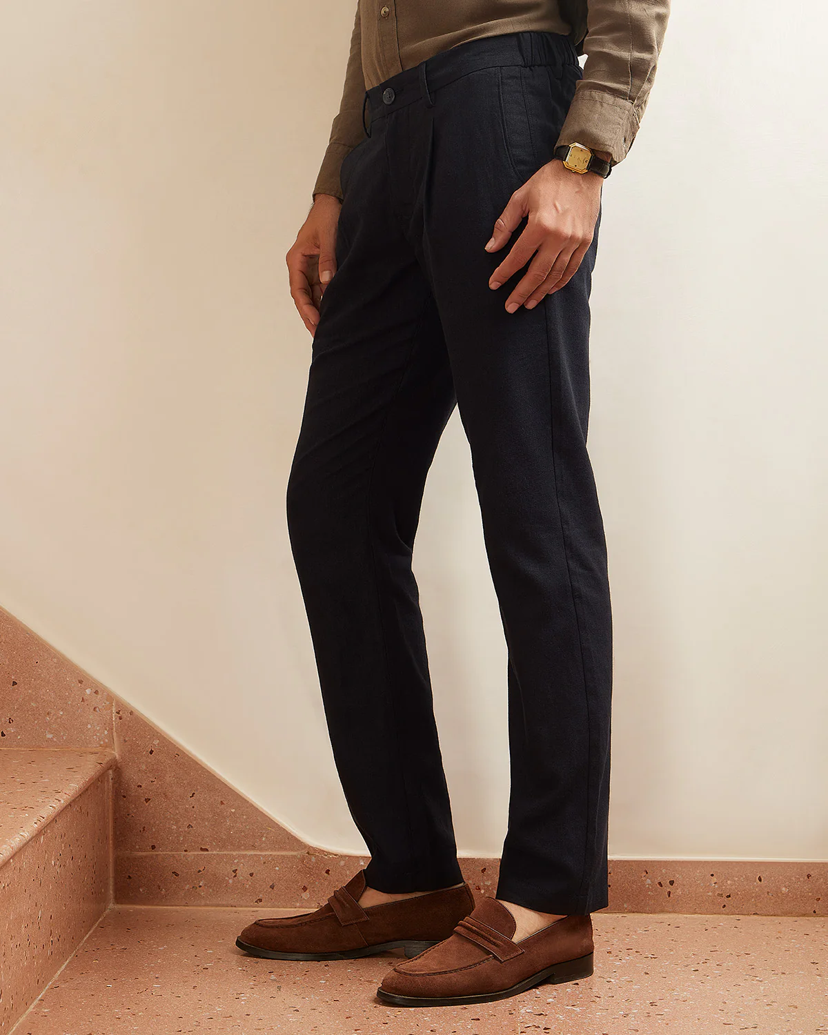 Palmscape Cotton Linen Pants - Black - Image 4
