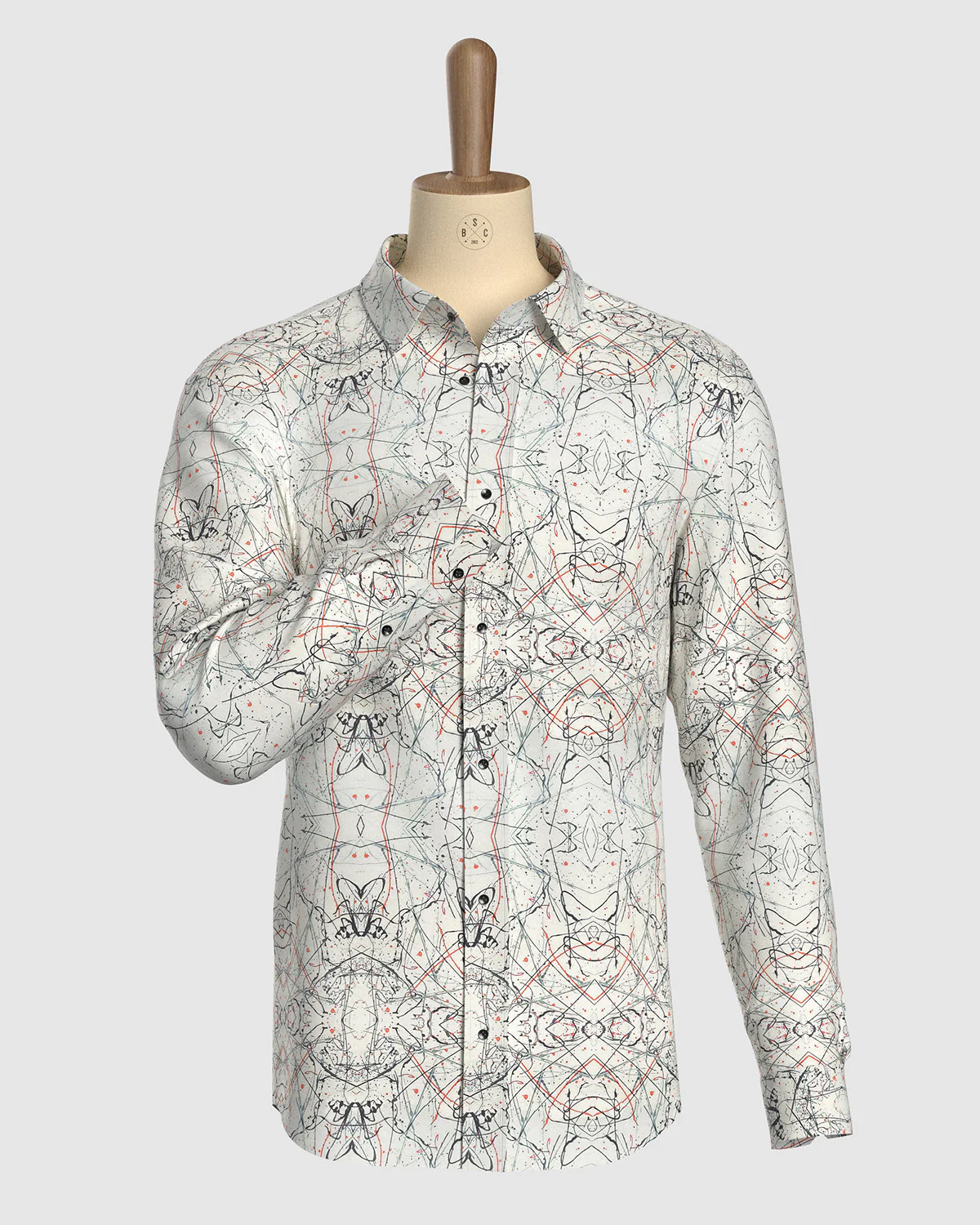 Parallax Cotton Silk Printed Shirt - Black & White - Image 2