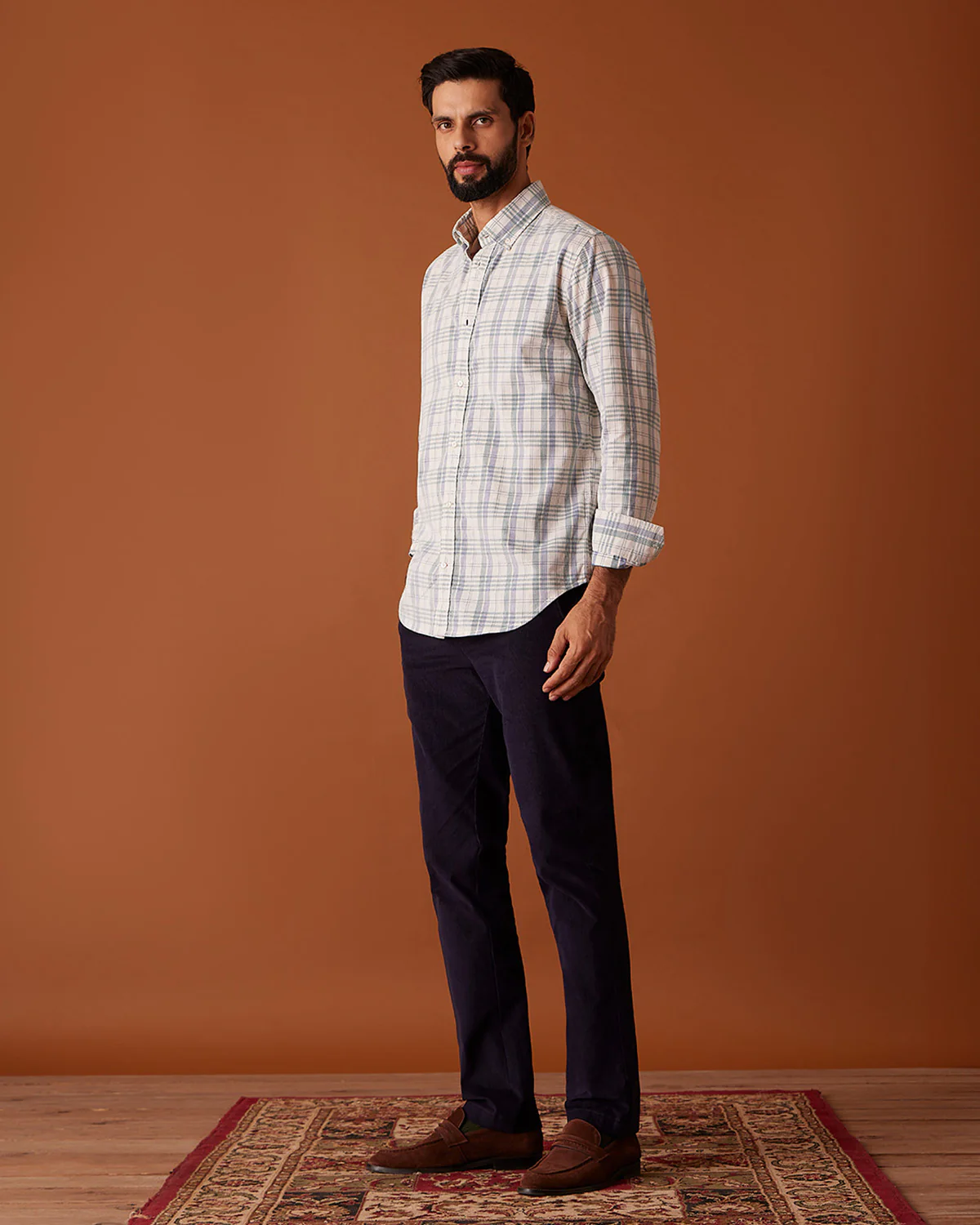 Pine Green & Cream Corduroy Checked Shirt - Image 4