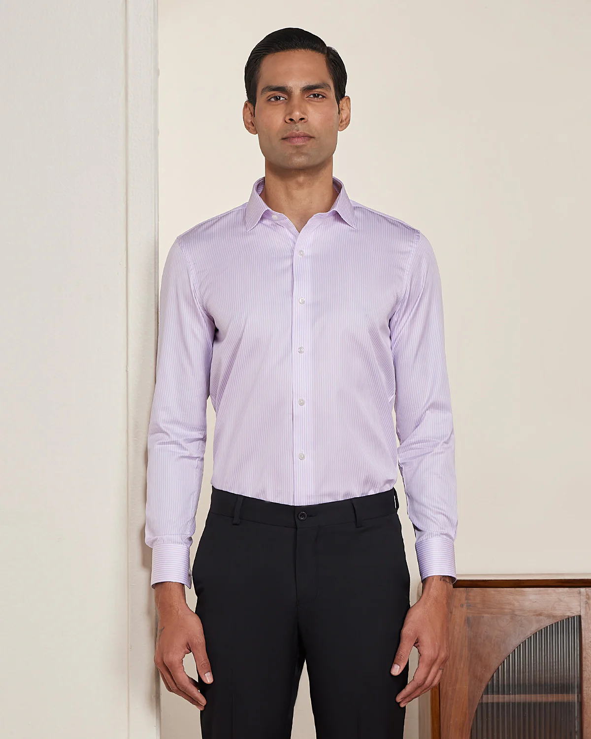 Pink Satin Striped Shirt - Image 2