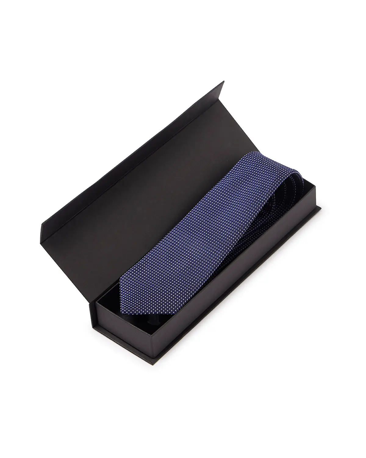 Prestige 100% Silk Micro-Dobby Tie - Navy & Black - Image 4
