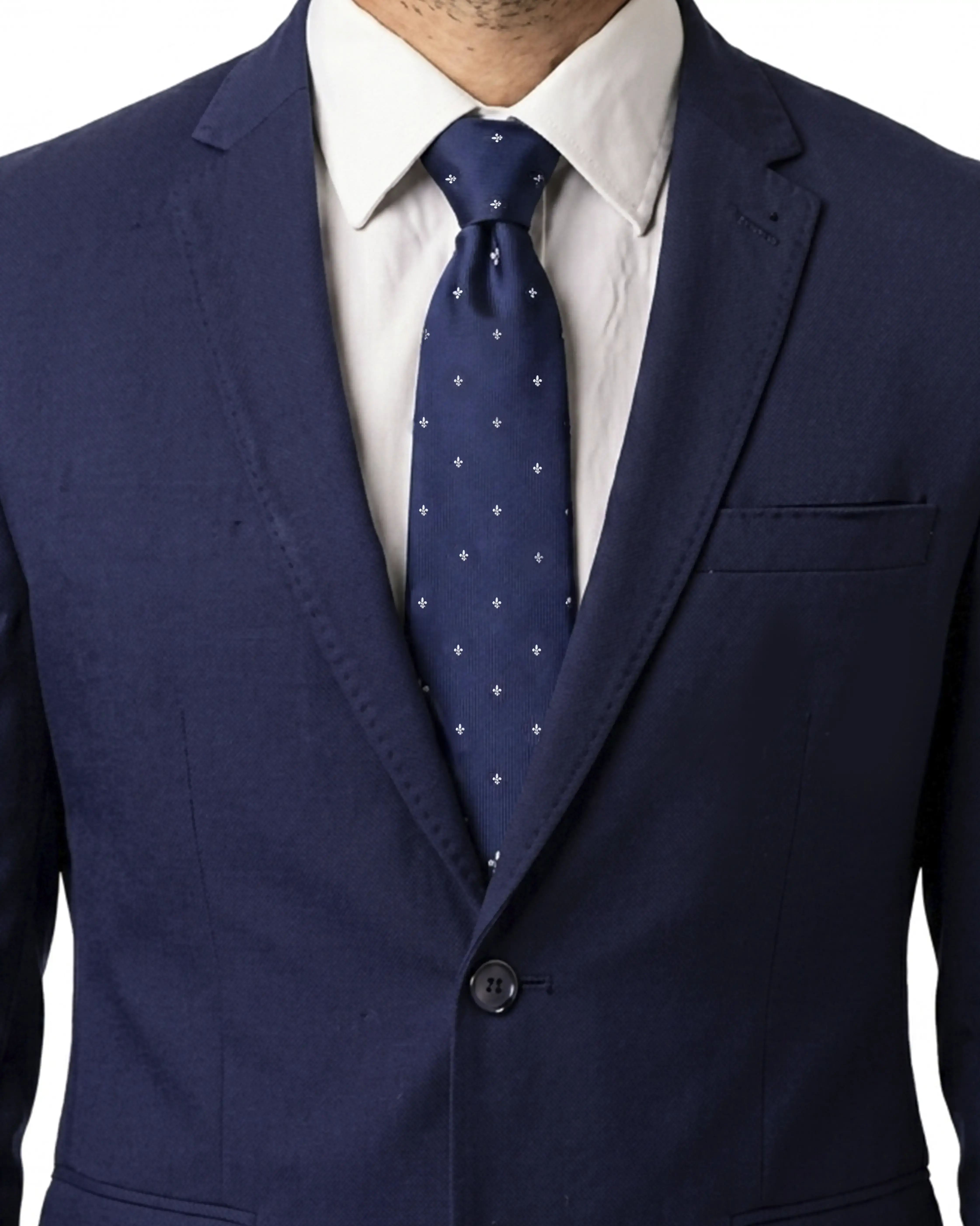 Prestige 100% Silk Motif Embroidered Tie - Navy - Image 2