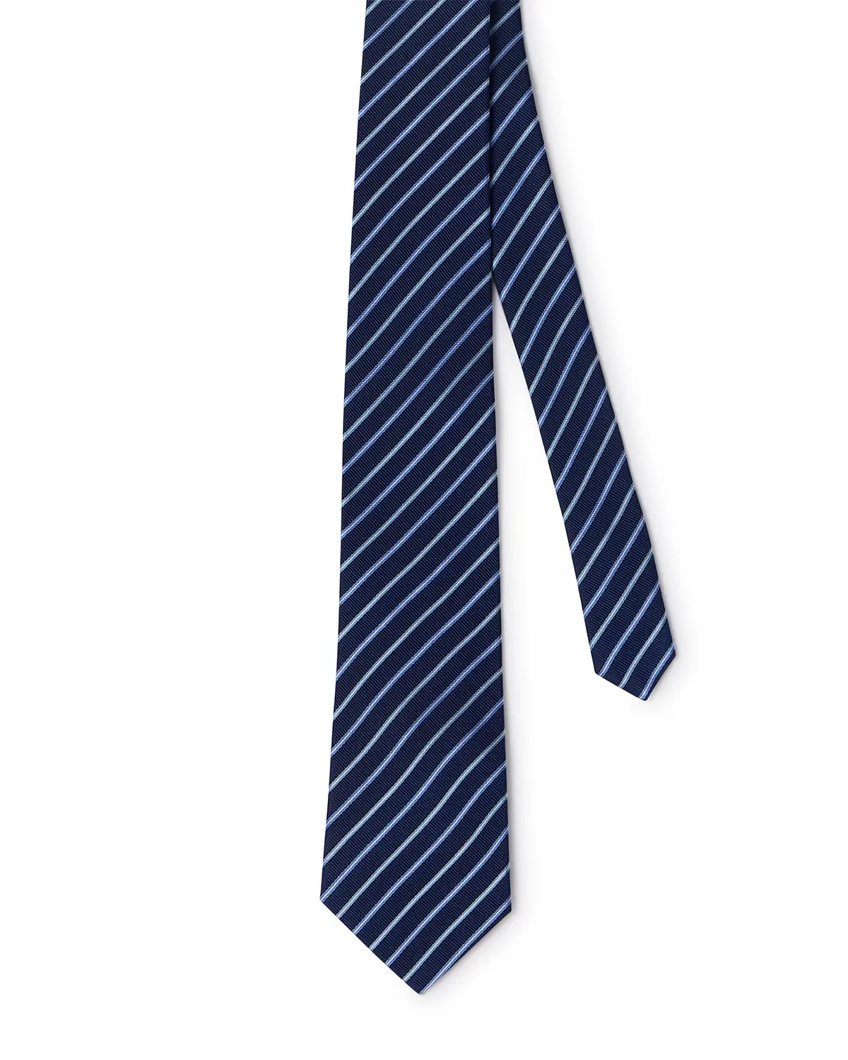 Prestige 100% Silk Striped Tie - Dark Blue - Image 3