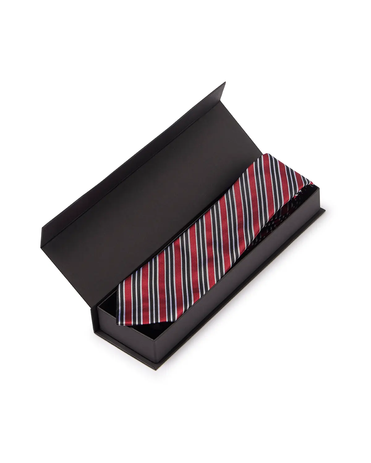 Prestige 100% Silk Striped Tie - Maroon & Black - Image 4
