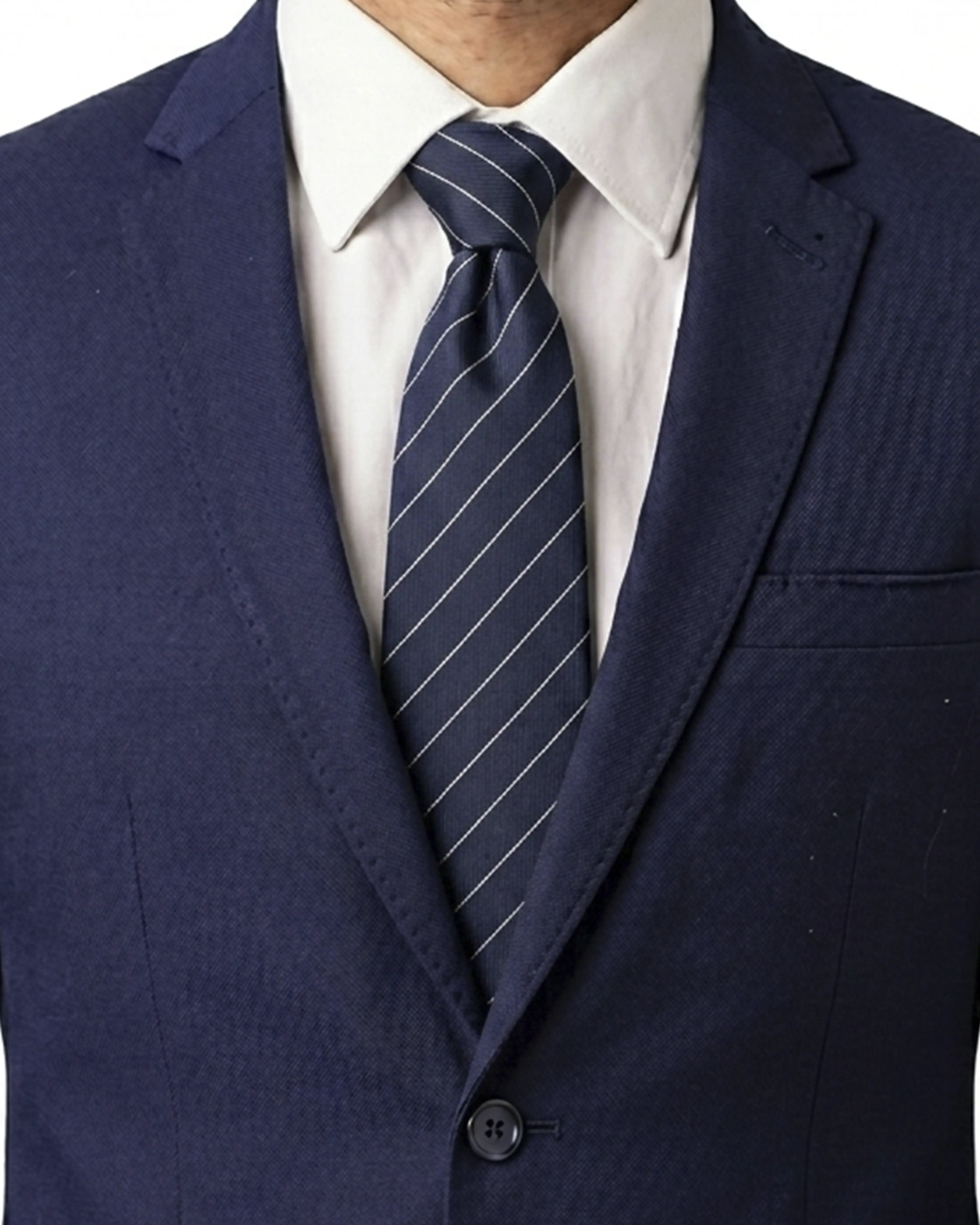 Prestige 100% Silk Striped Tie - Navy - Image 2