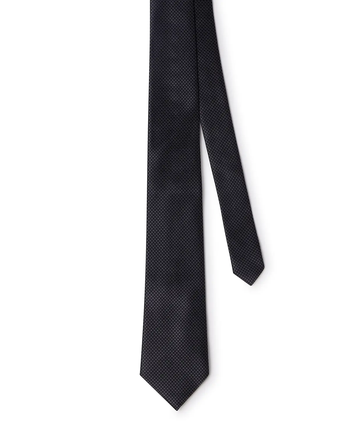 Prestige 100% Silk Textured-Dobby Tie - Black - Image 3