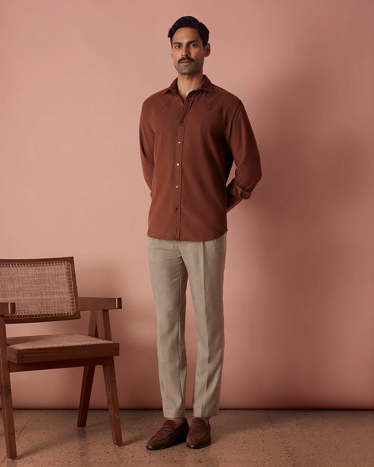 Reed Brown Cotton Corduroy Shirt - Image 4