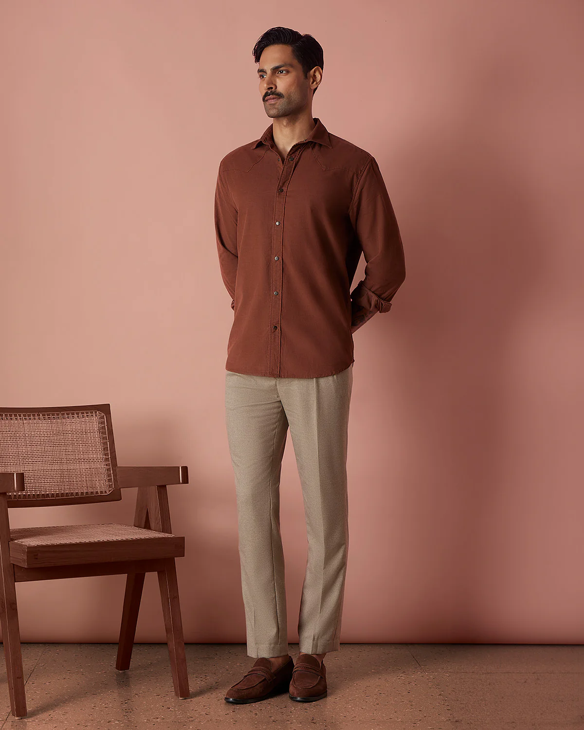Reed Brown Cotton Corduroy Shirt - Image 5