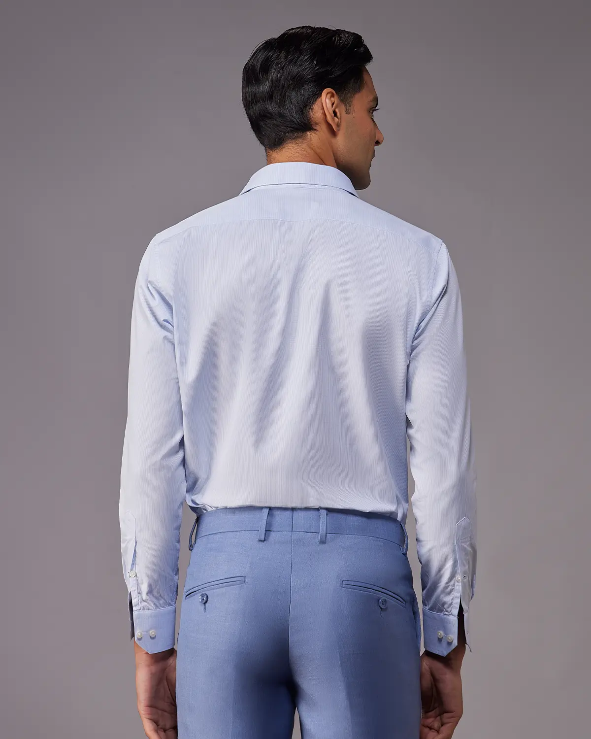 Reid & Taylor Light Blue Textured Dobby Shirt - Image 3