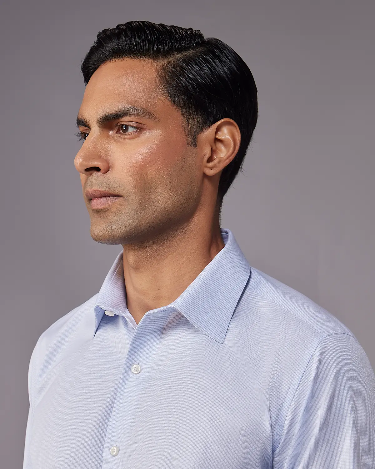 Reid & Taylor Light Blue Textured Dobby Shirt - Image 4
