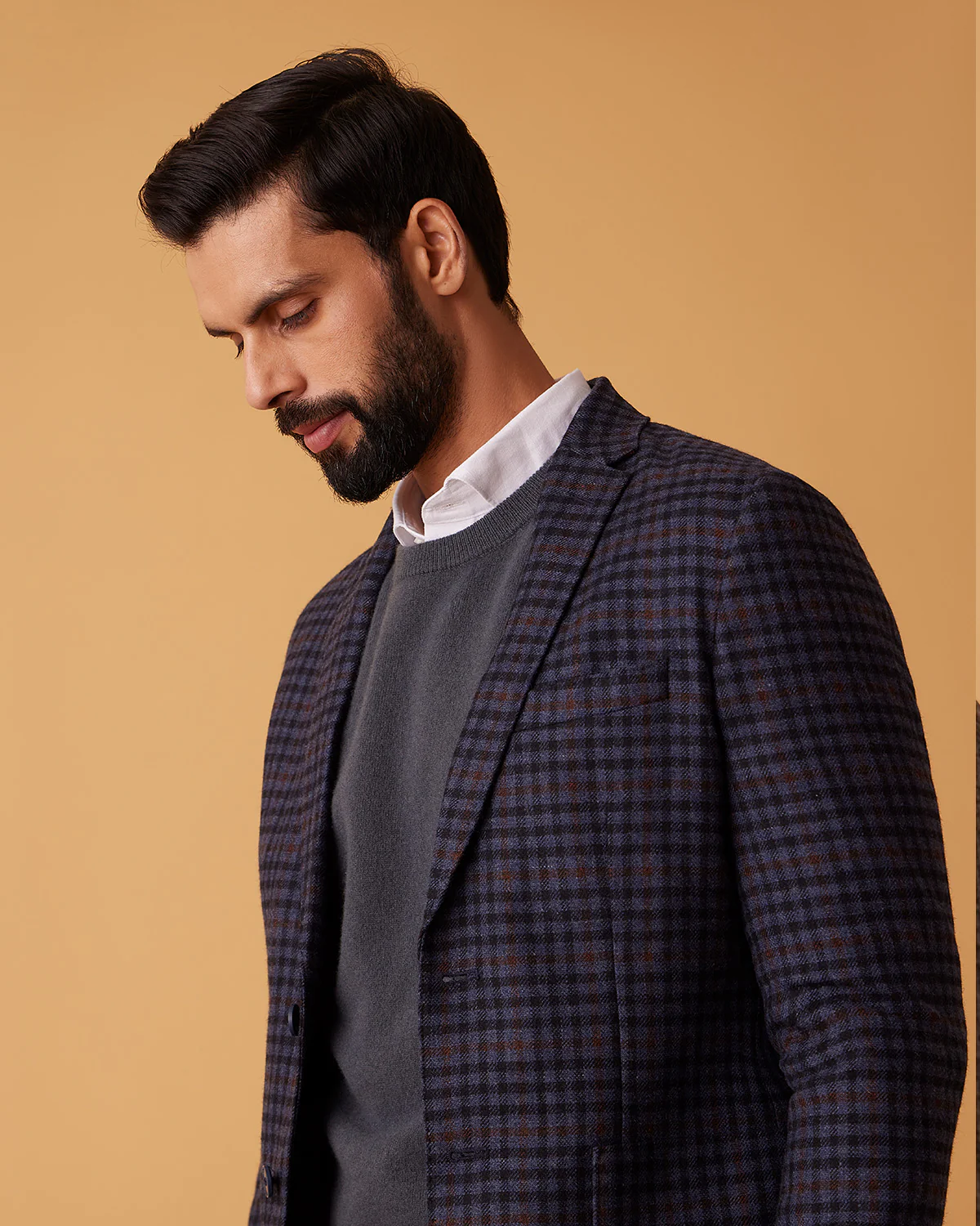Ruve Woolen Checkered Jacket - Blue - Image 2