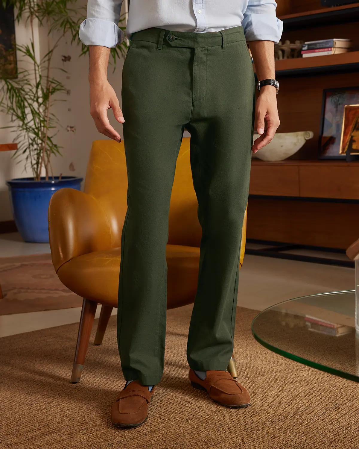 Seascape Linen Relaxed Pants - Olive - Image 2