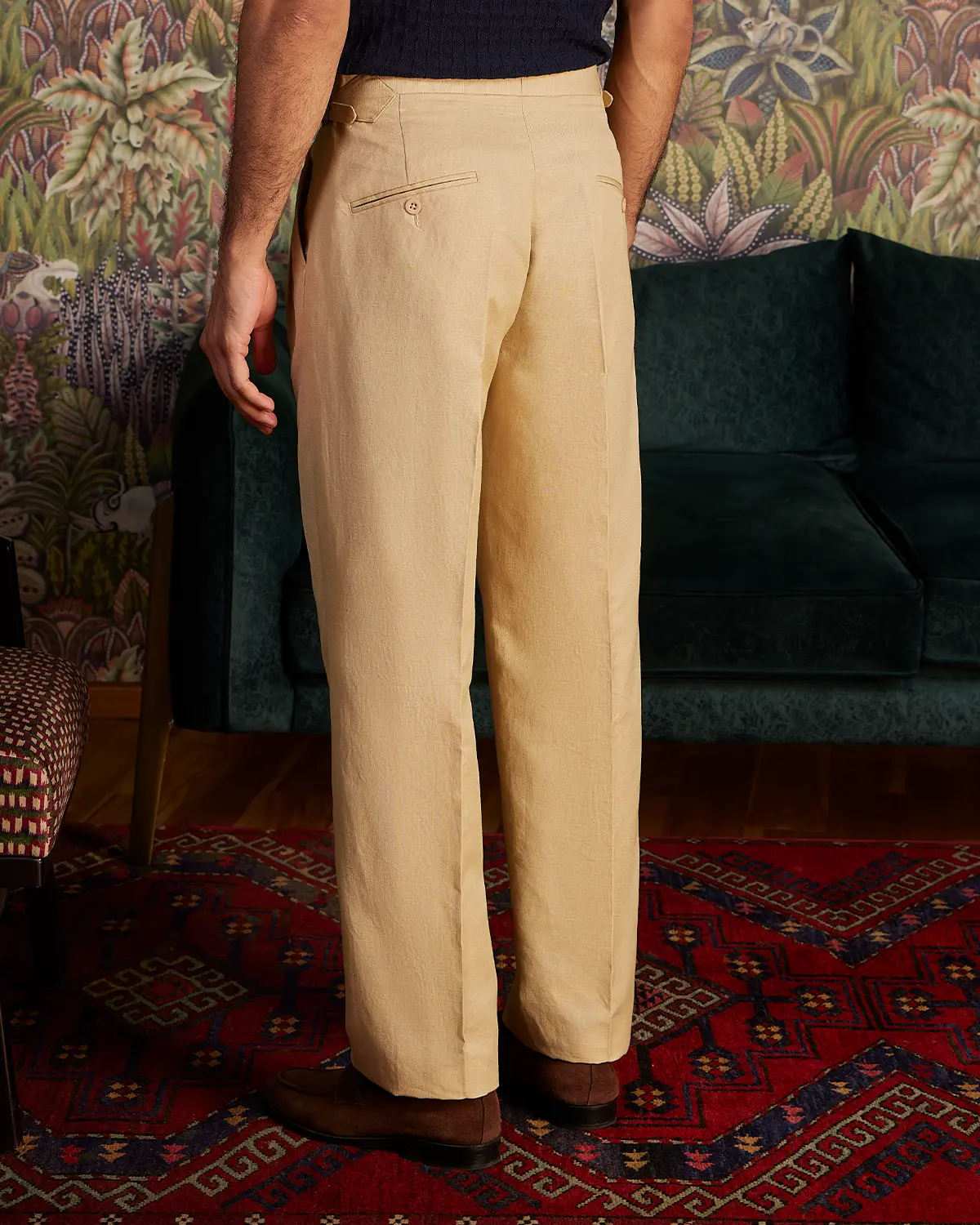 Siena Cotton Linen Relaxed Neapolitan Pants – Khakhi - Image 2