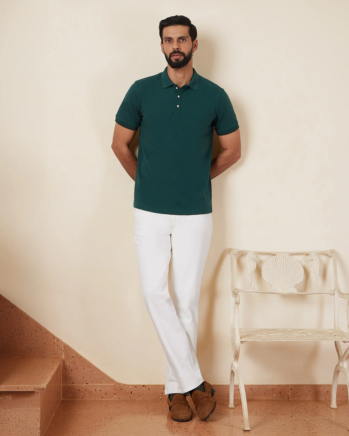 Signature Classic Button Polo - Bottle Green - Image 4