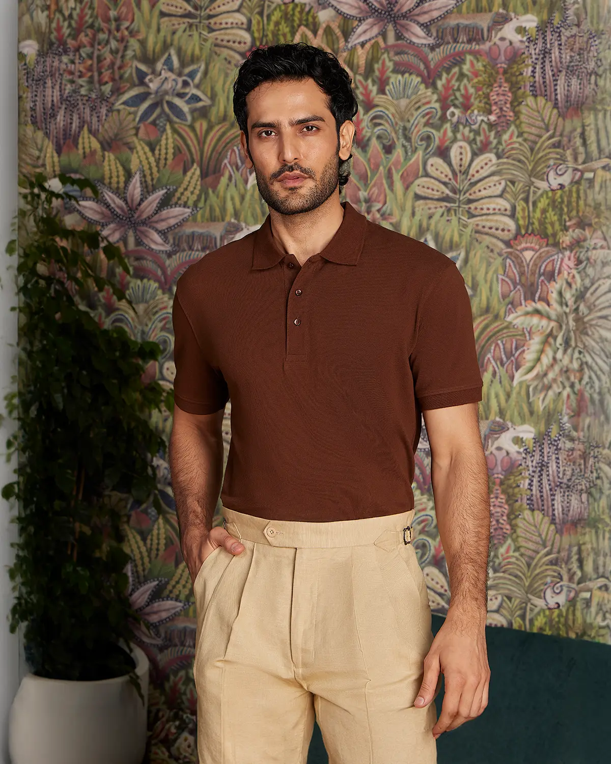Signature Classic Button Polo - Chocolate Brown - Image 2