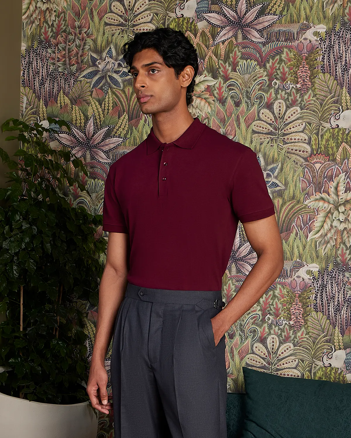 Signature Classic Button Polo - Dark Wine