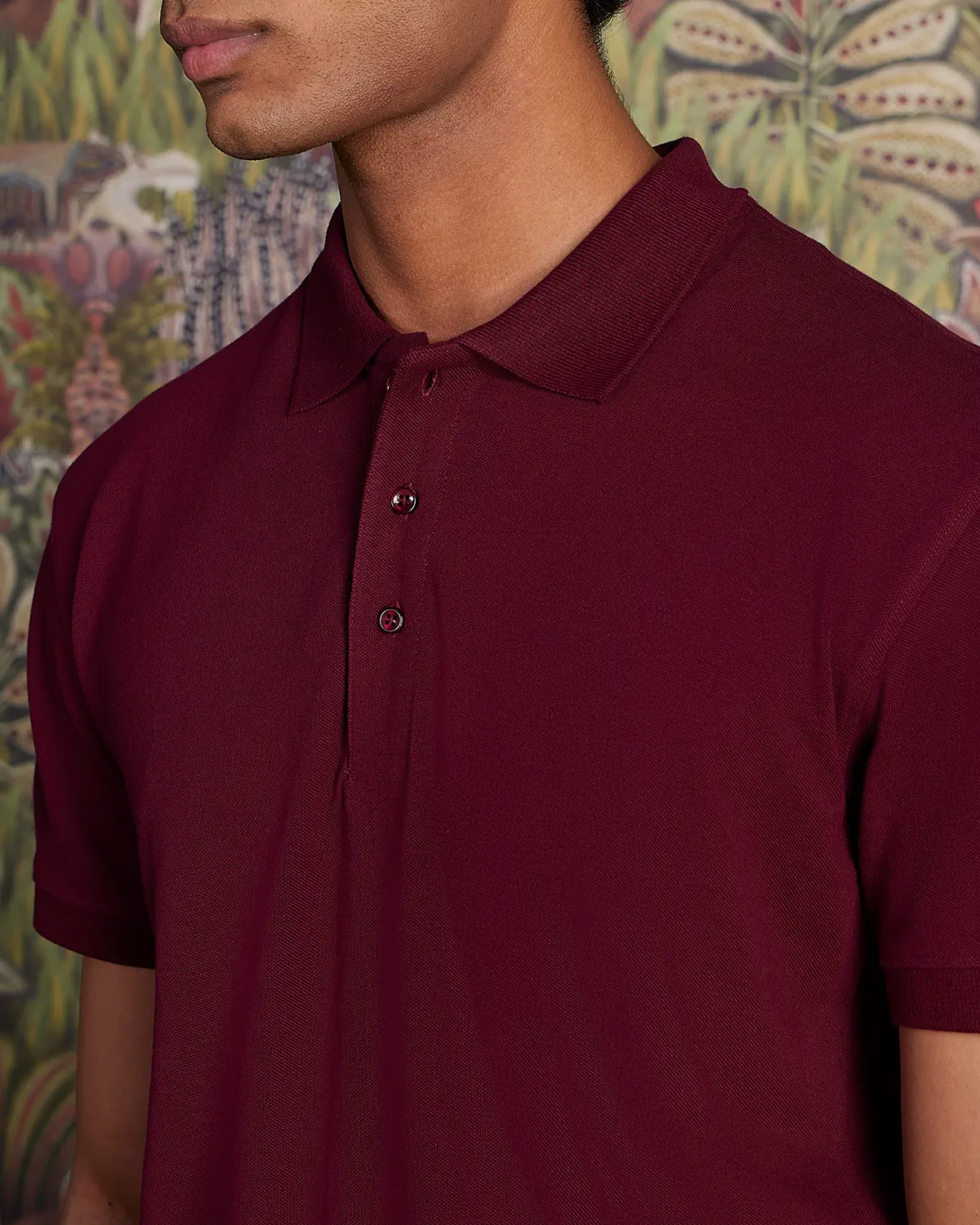 Signature Classic Button Polo - Dark Wine - Image 3