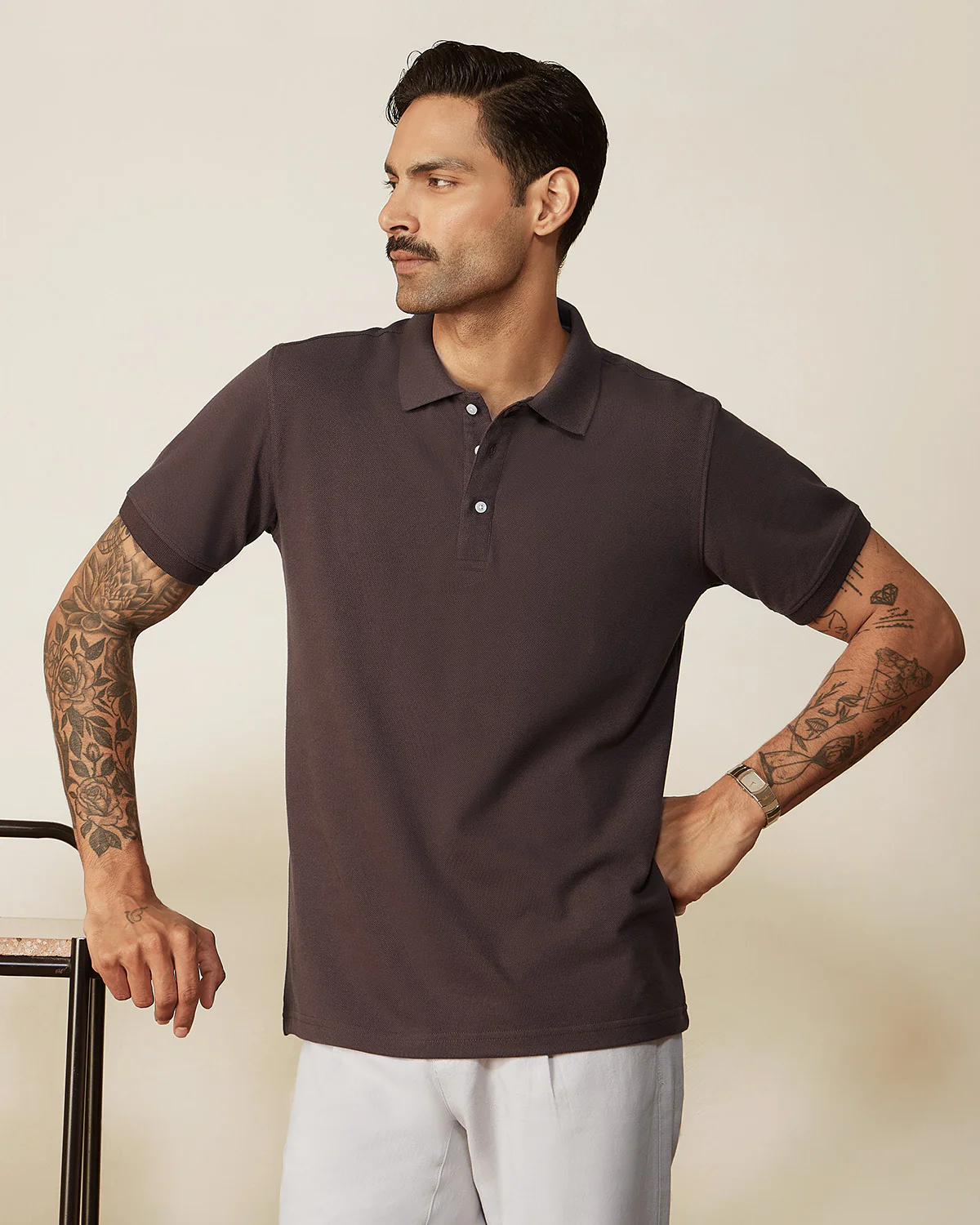 Signature Classic Button Polo T-Shirt - Brown