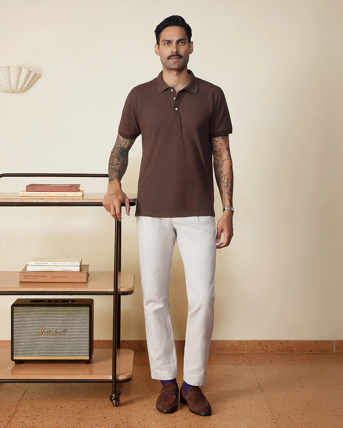 Signature Classic Button Polo T-Shirt - Brown - Image 3