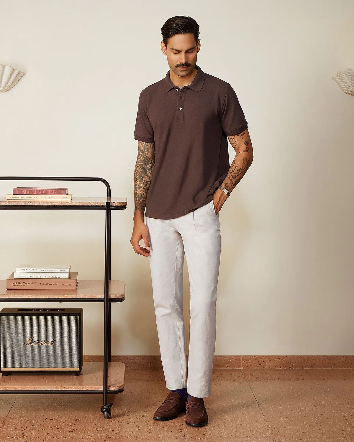 Signature Classic Button Polo T-Shirt - Brown - Image 4