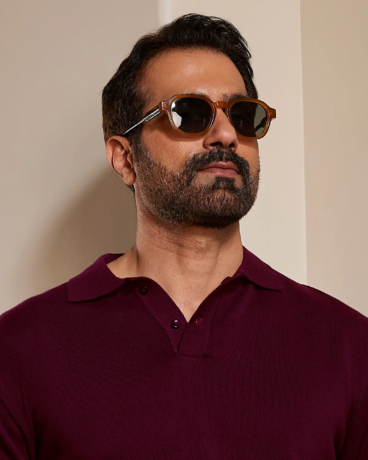 Signature Flat Knit Long Sleeve  Polo - Maroon - Image 2