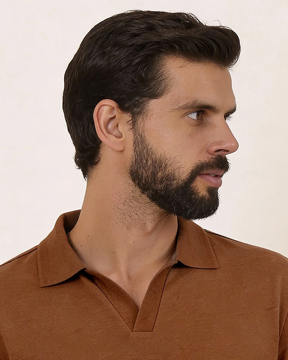 Lyocell Wool Stretch Johnny Polo - Brown Melange - Image 4