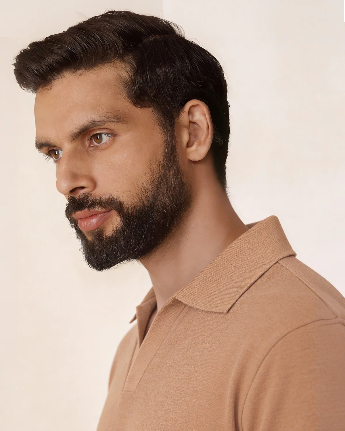 Lyocell Wool Stretch Johnny Polo - Peach Melange - Image 2