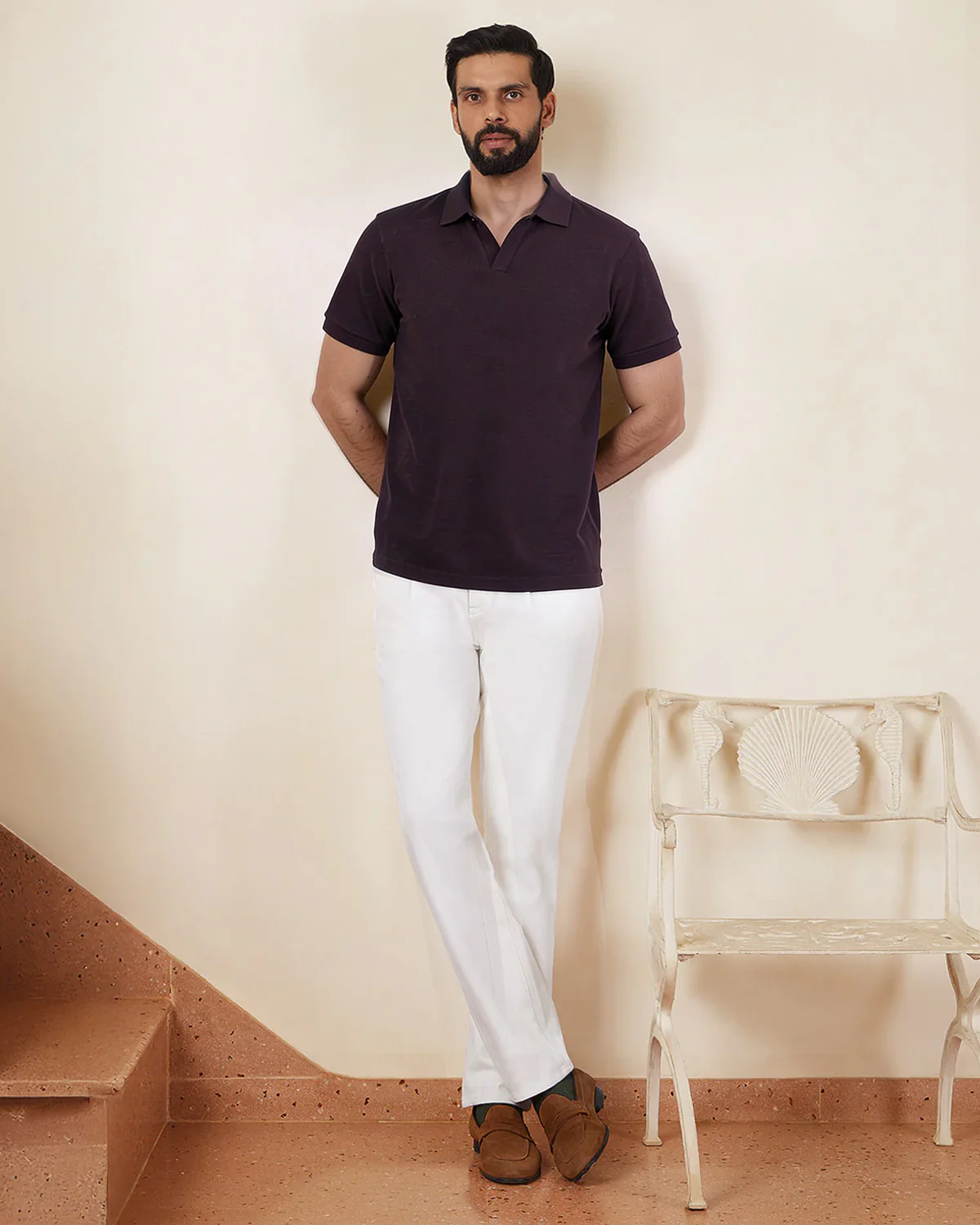 Lyocell Wool Stretch Johnny Polo - Purple Melange - Image 3