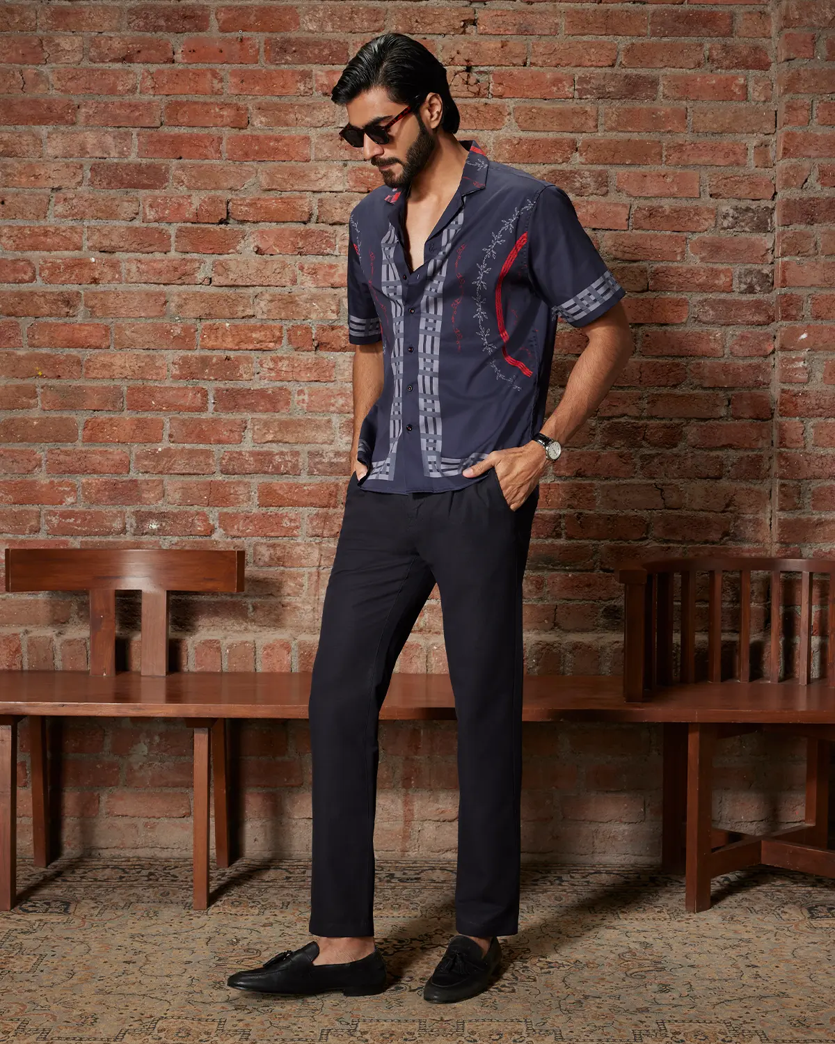 Silerra Grindled Solid Dress Pants - Navy - Image 4