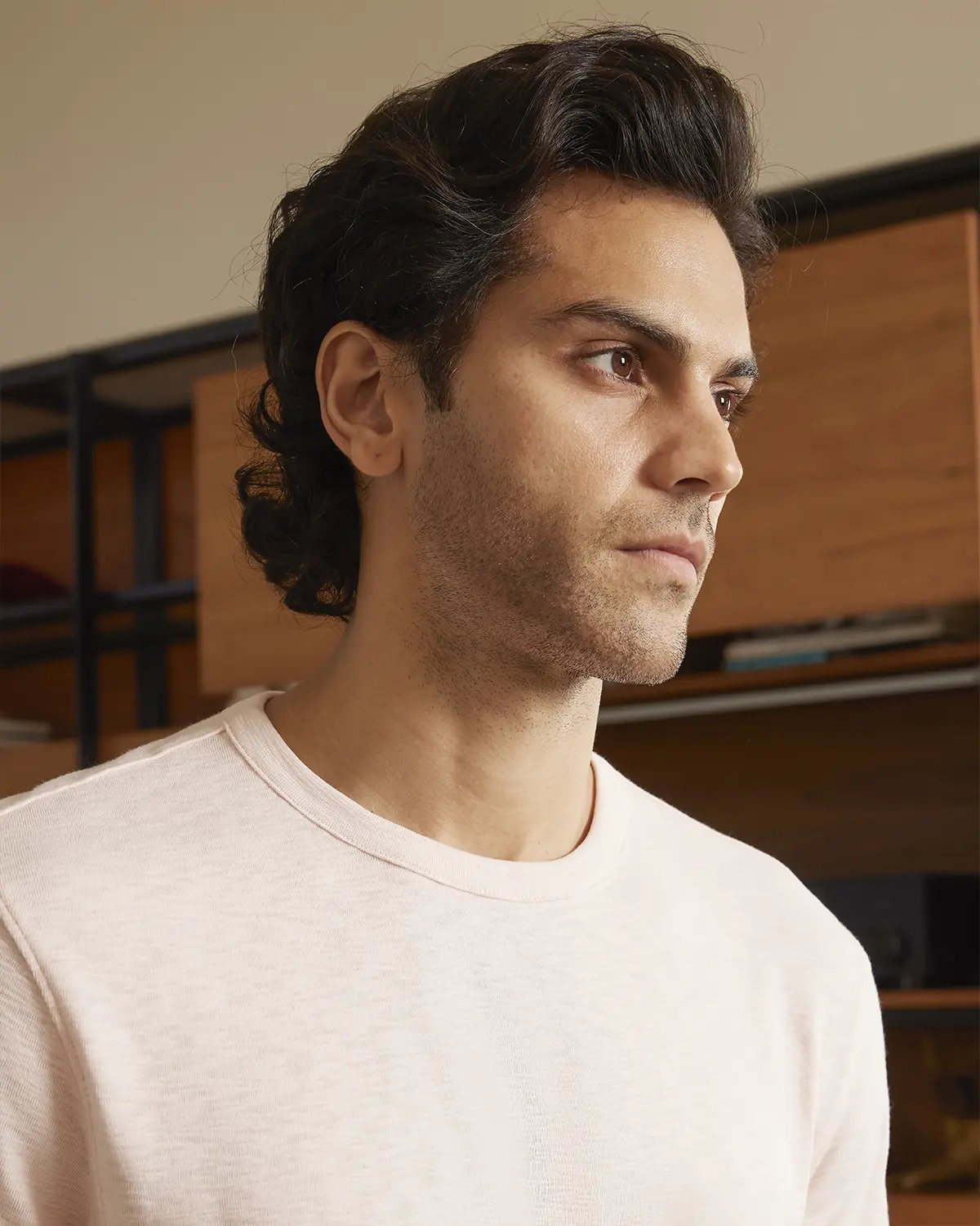 Slub Relaxed T-Shirt- Peach - Image 3