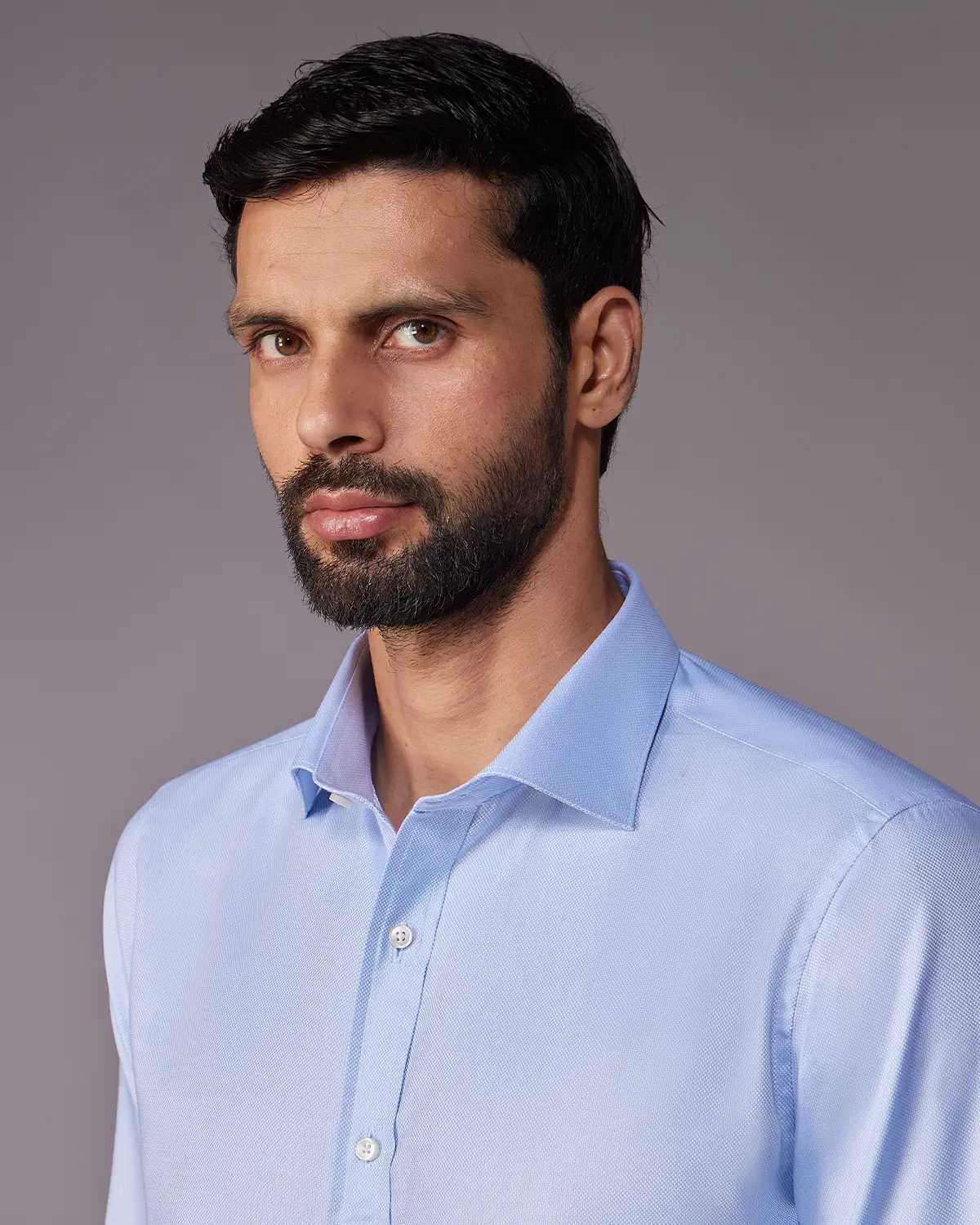 2-Ply Egyptian Cotton Blue Dobby Shirt - Image 4