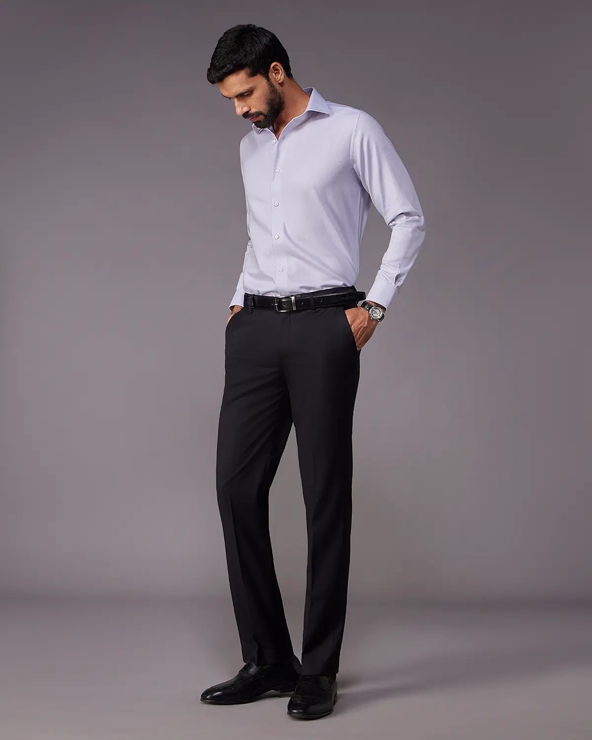 2-Ply Egyptian Cotton Grey Dobby Shirt - Image 5
