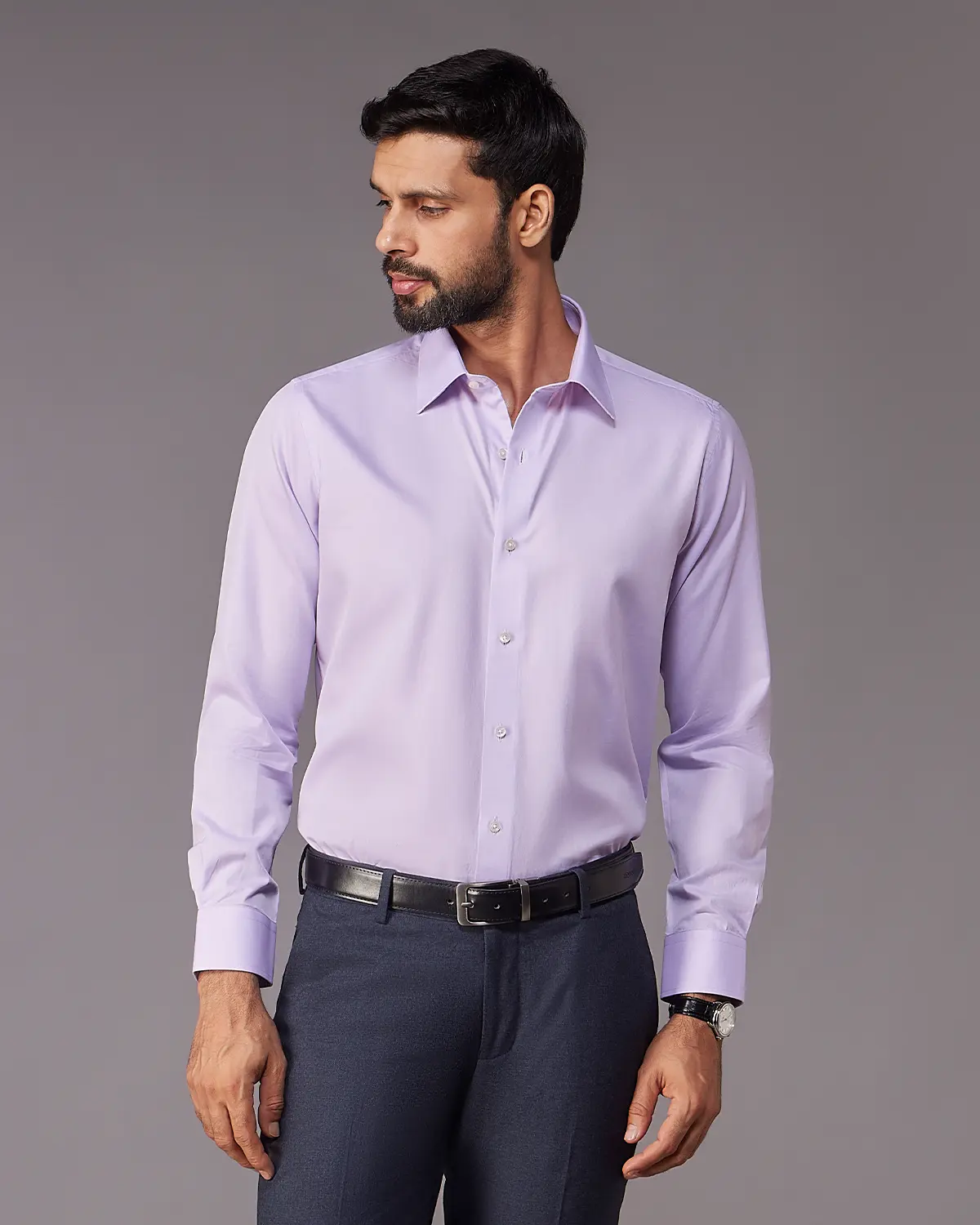 2-Ply Egyptian Cotton Lavender Twill Shirt - Image 2