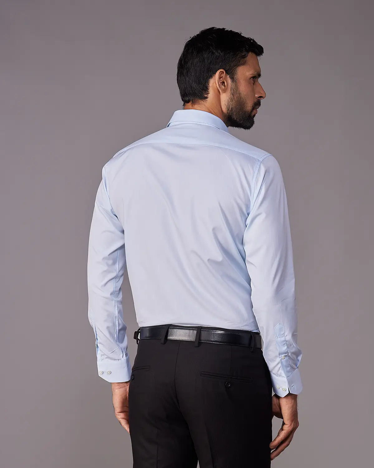 2-Ply Egyptian Cotton Light Blue Poplin Shirt - Image 3