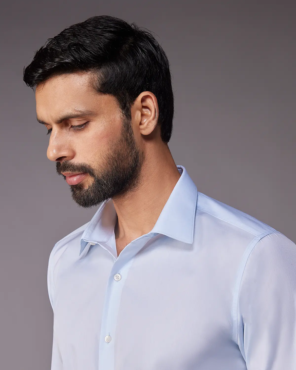 2-Ply Egyptian Cotton Light Blue Poplin Shirt - Image 4