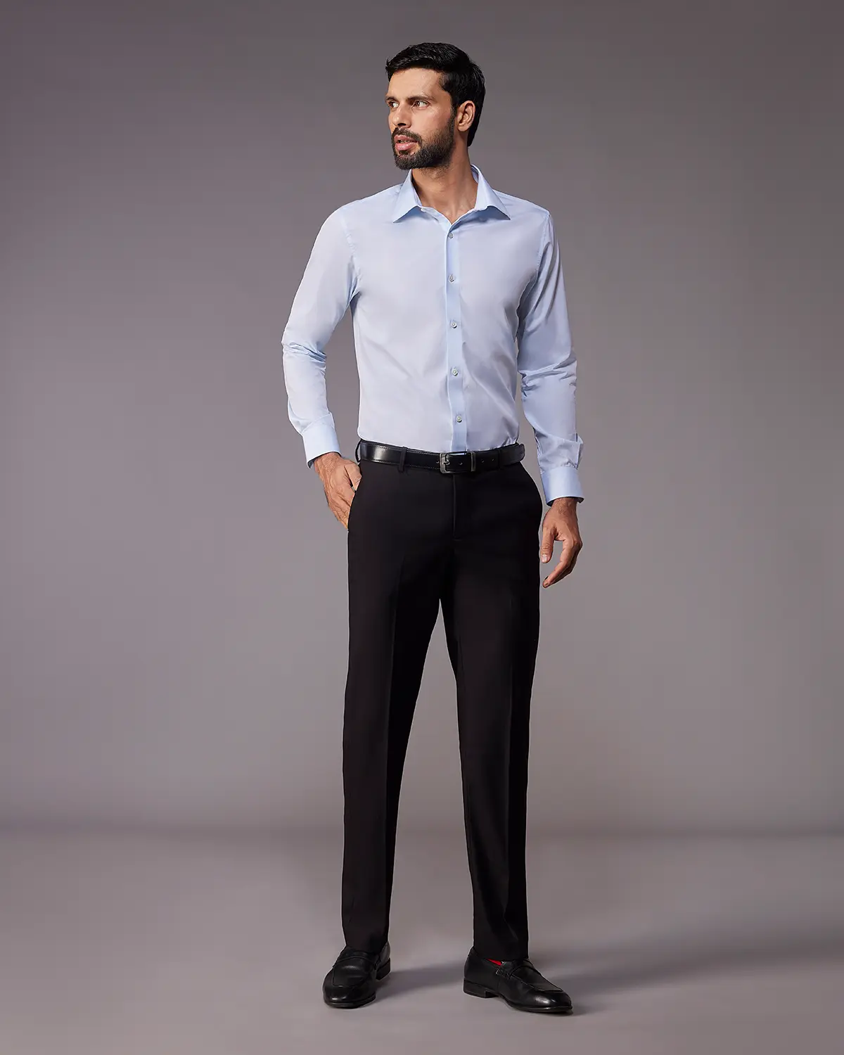 2-Ply Egyptian Cotton Light Blue Poplin Shirt - Image 5