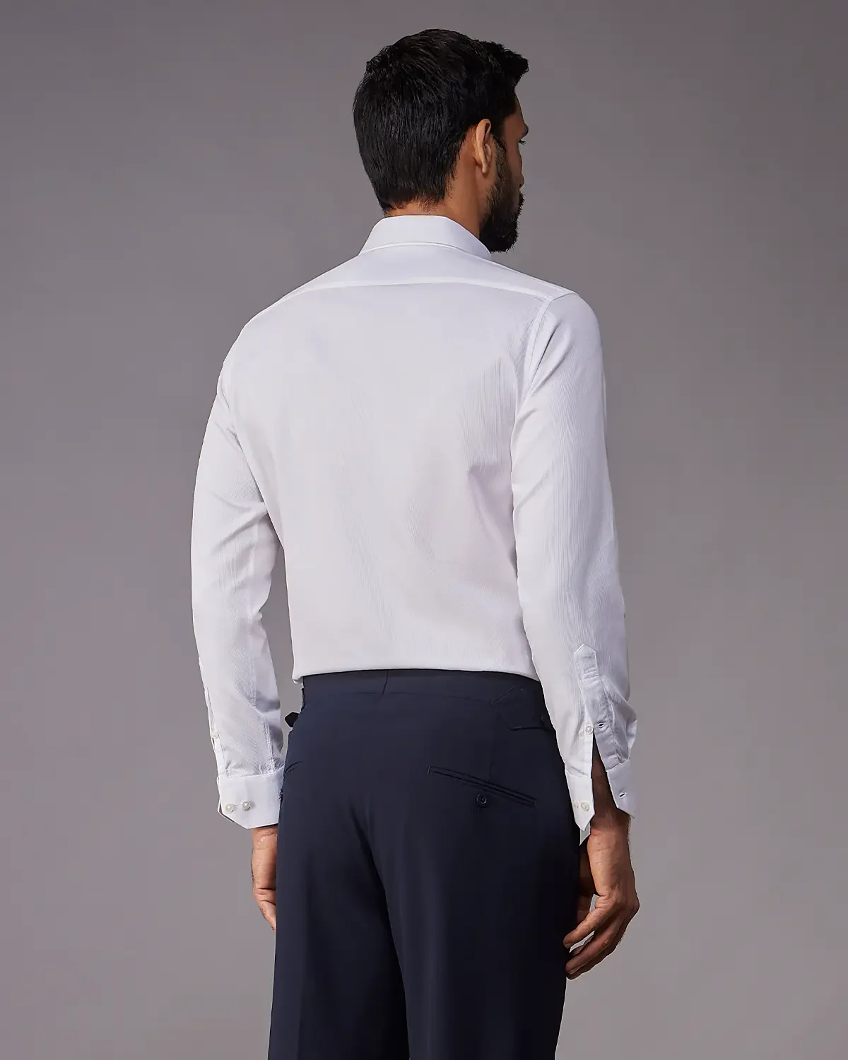 2-Ply Egyptian Cotton Textured White Dobby Shirt - Image 3