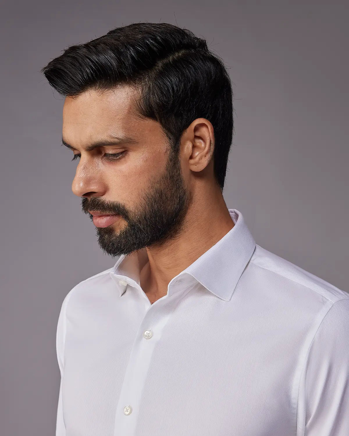 2-Ply Egyptian Cotton Textured White Dobby Shirt - Image 4