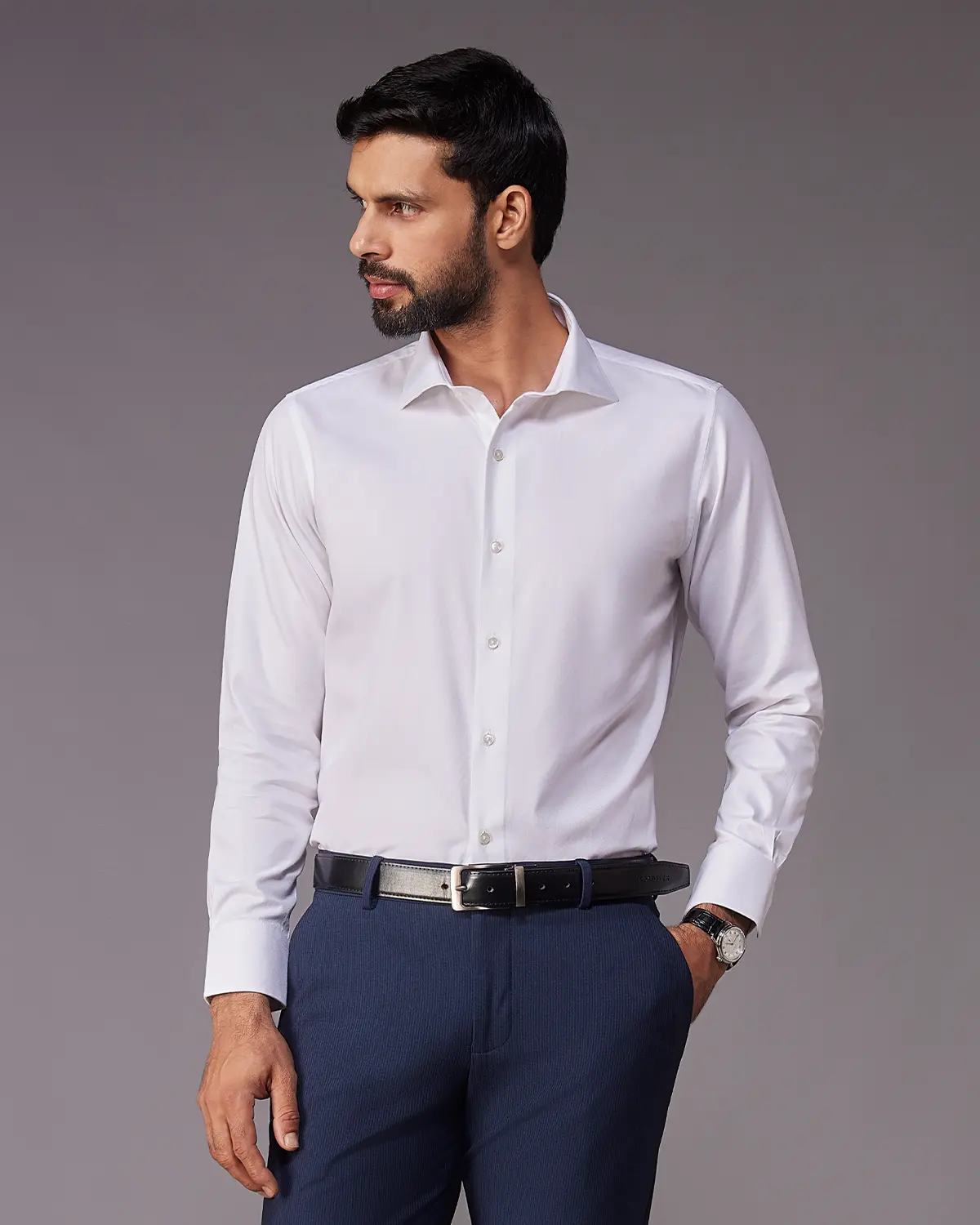 2-Ply Egyptian Cotton White Royal Oxford Shirt - Image 2