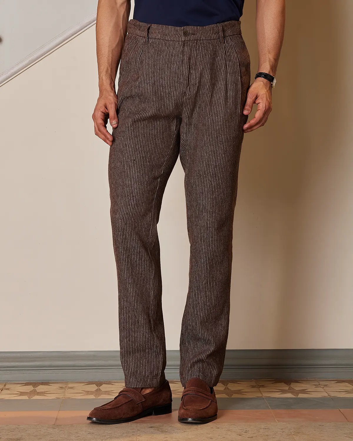 Solan Washed Striped Lounge Pants - Brown