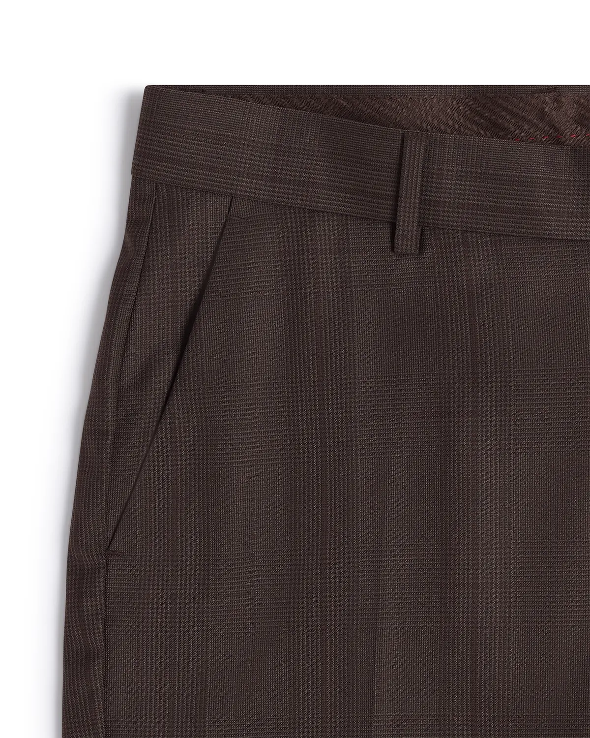 Solvero Glen Plaid Wool Dress Pants - Brown - Image 4