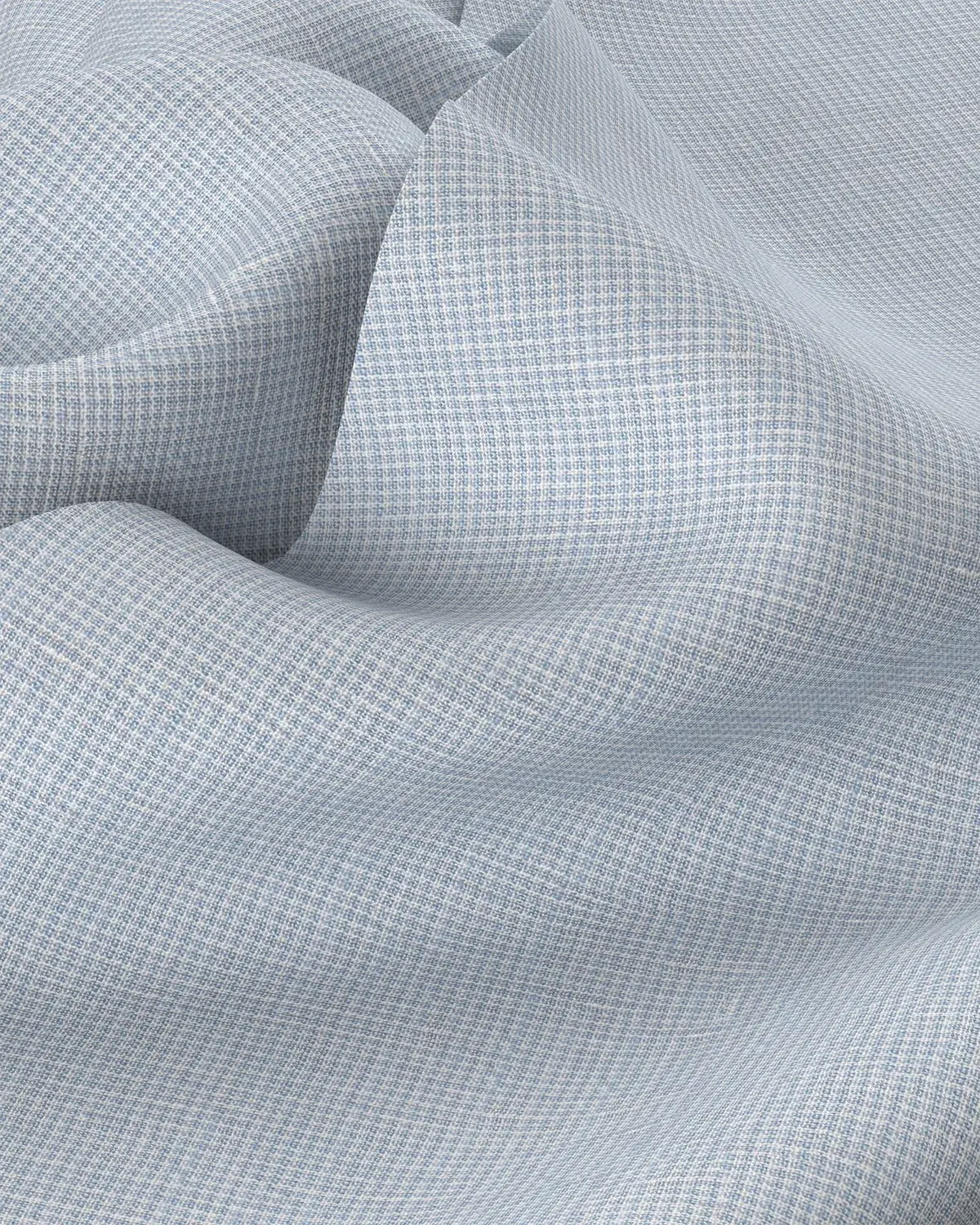 Stretch Cotton Linen Micro-checked Shirt - Light Blue