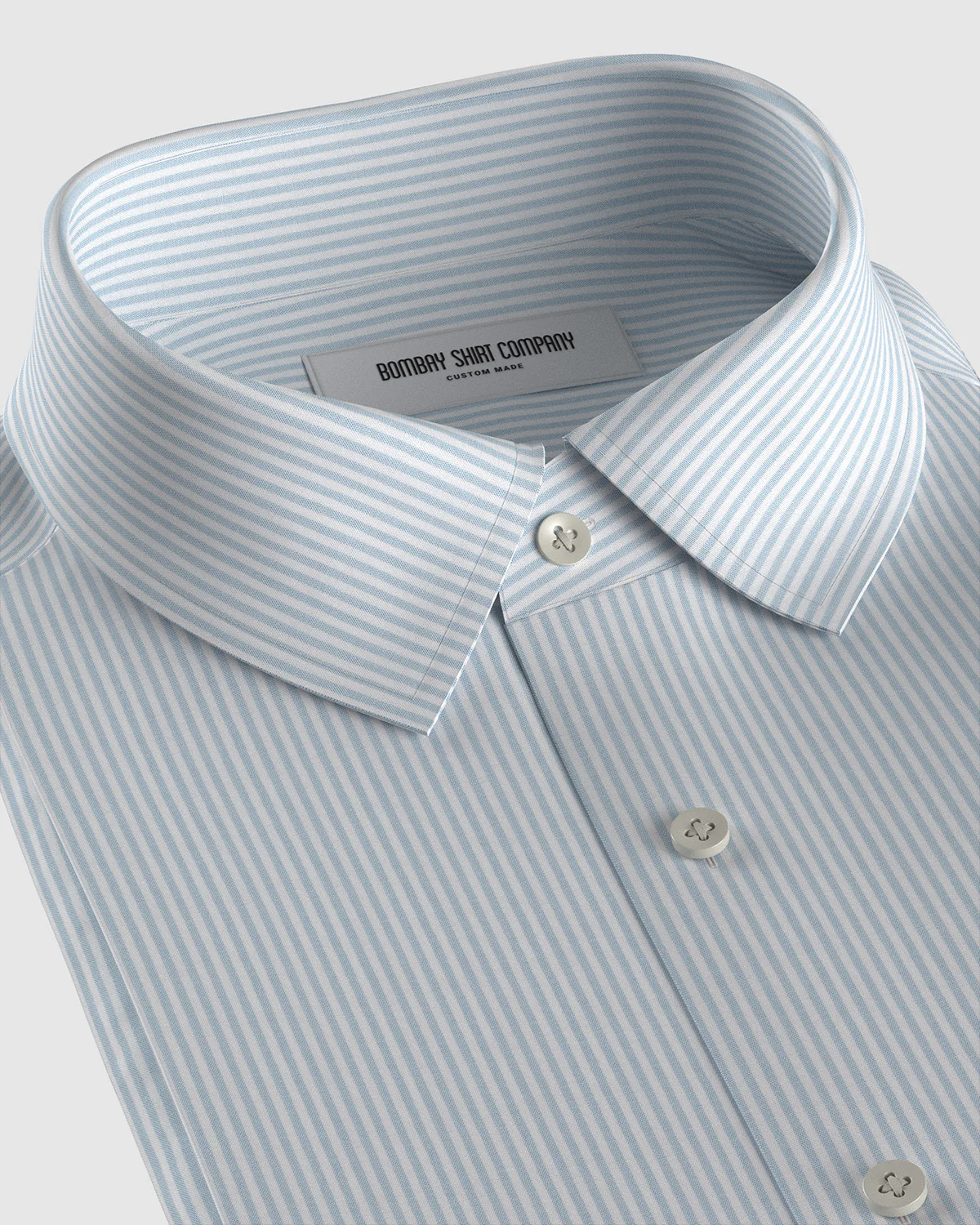 Stretch Cotton Striped Shirt - Light Blue & White