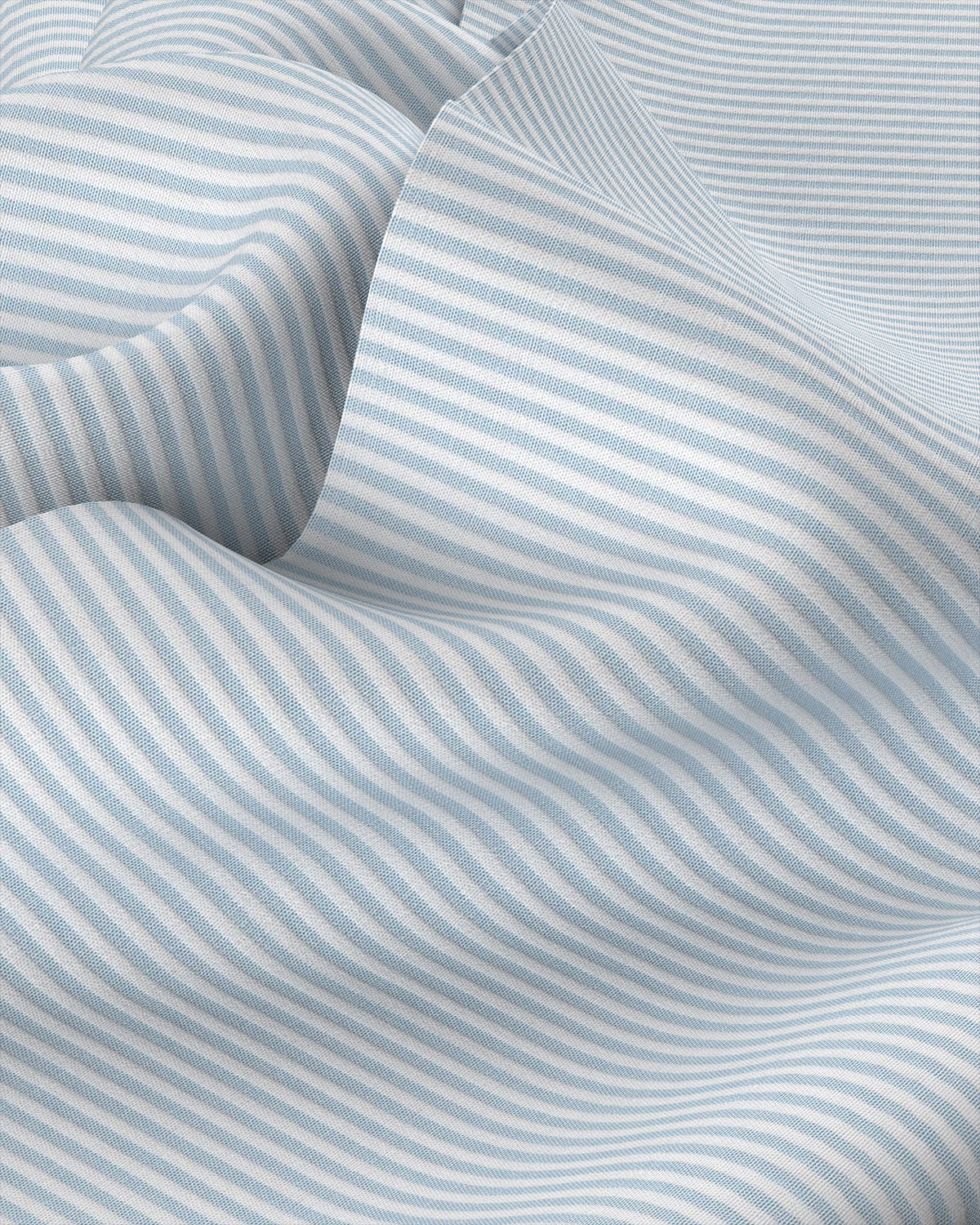 Stretch Cotton Striped Shirt - Light Blue & White - Image 3