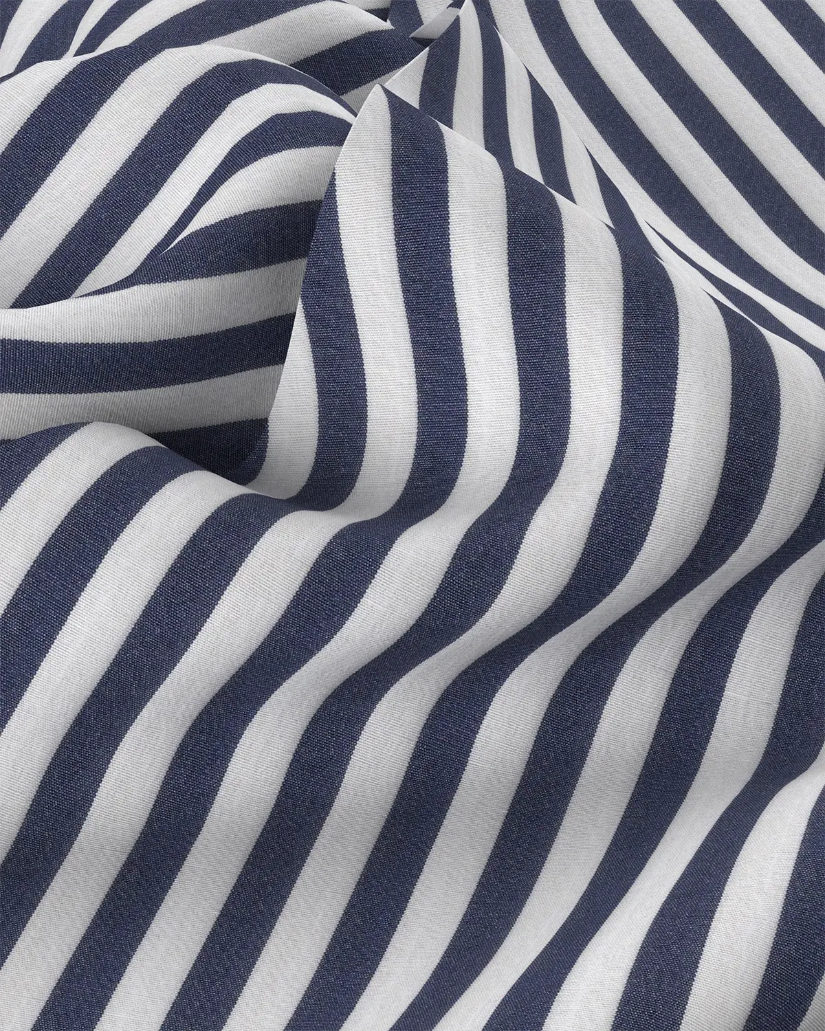 Stretch Cotton Striped Shirt - Navy & White