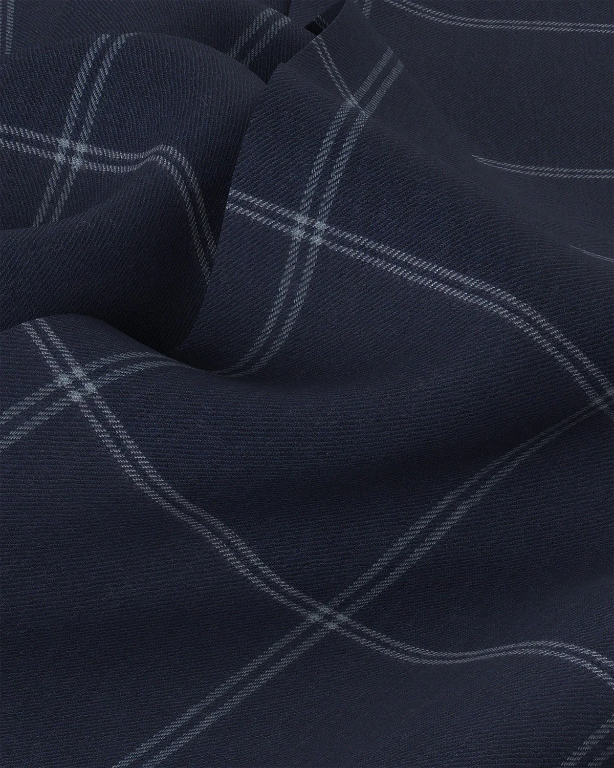 Stretch Flannel Checked Shirt - Navy - Image 3