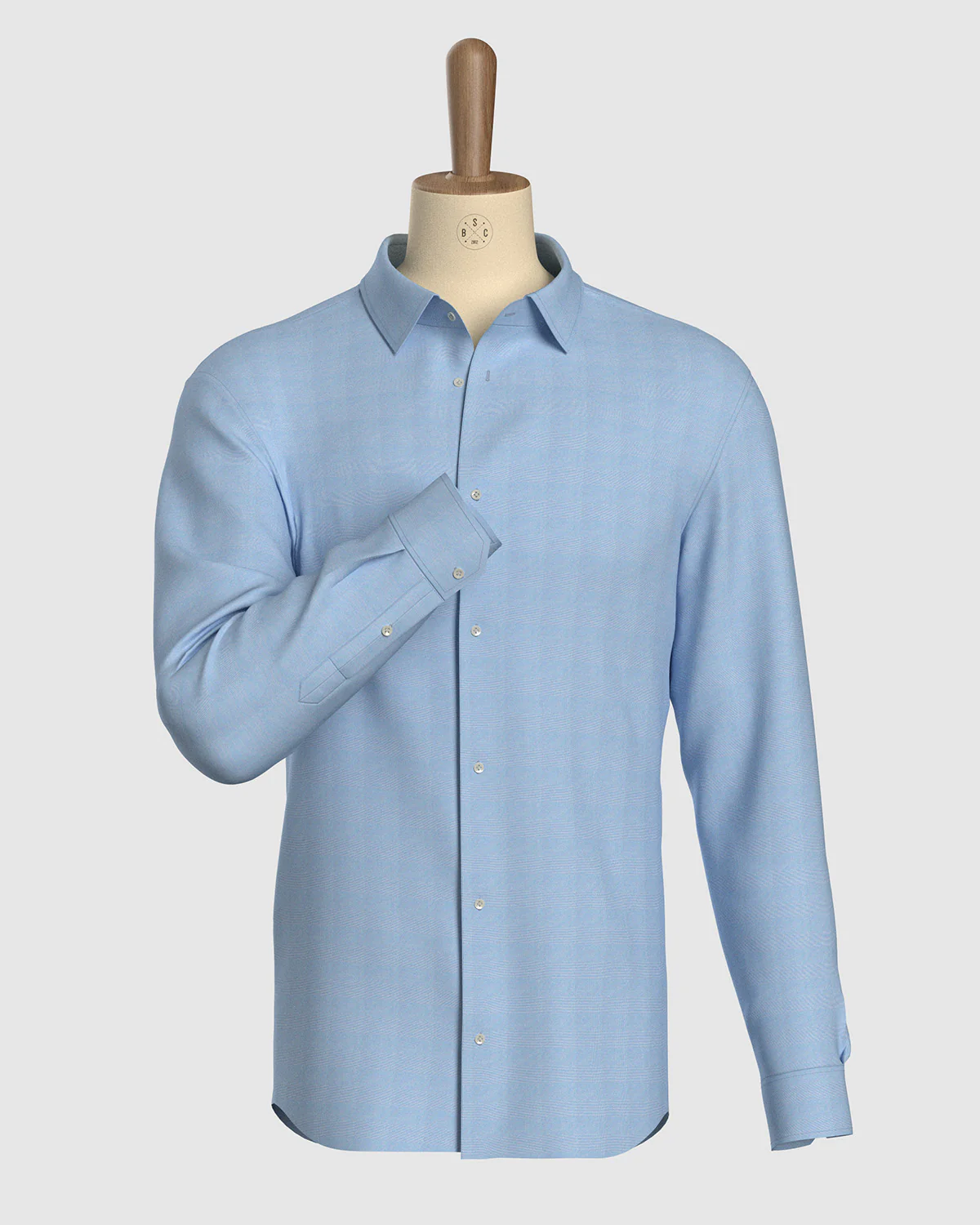 Stretch Glen Plaid Checked Shirt - Blue - Image 2