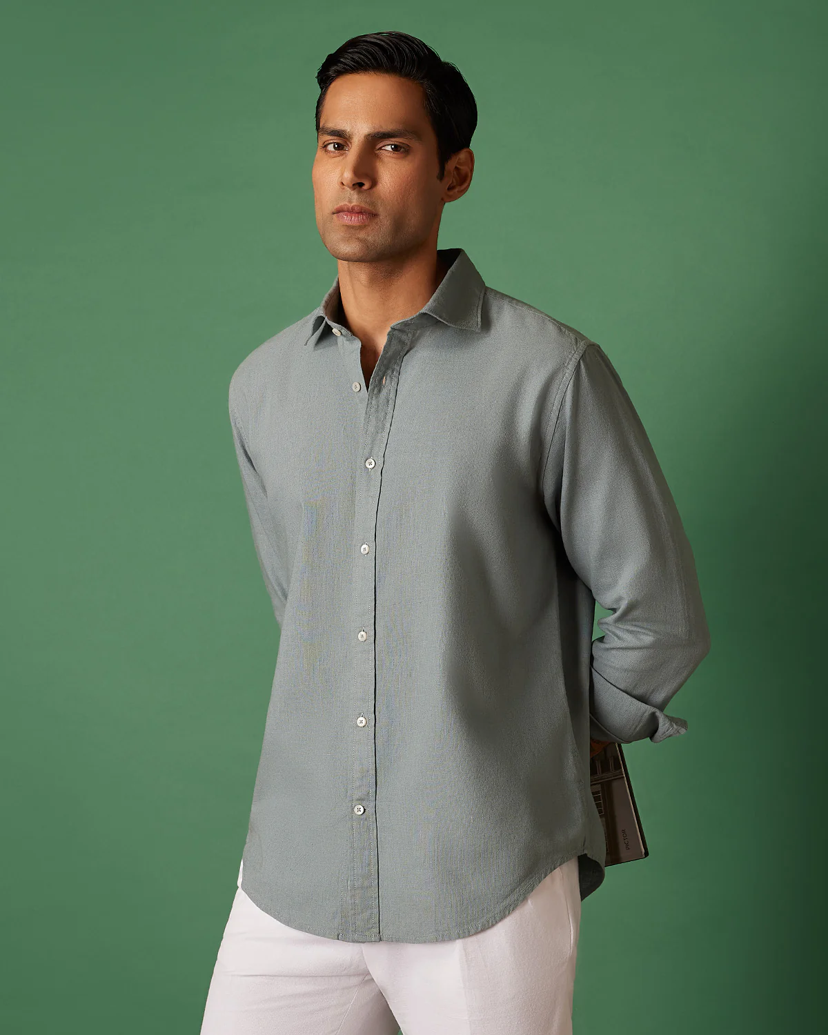 Teal Cotton Linen Shirt - Image 2