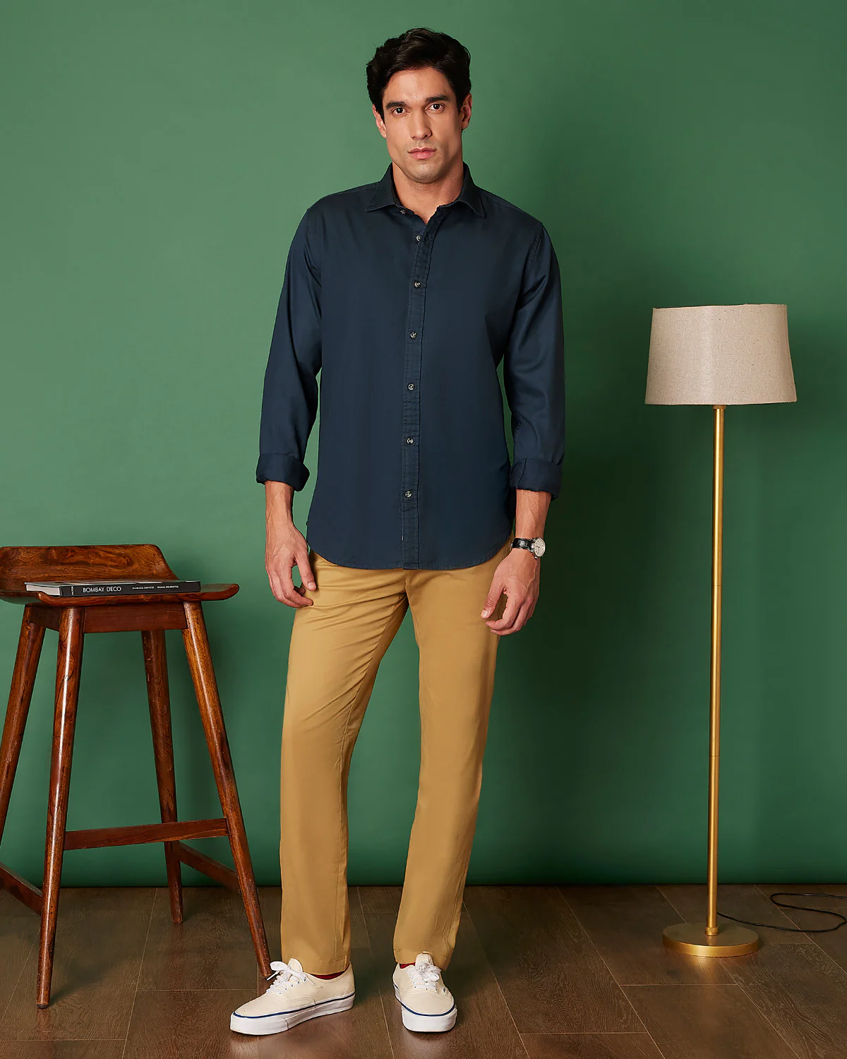 Mid Blue Distressed Cotton Twill Shirt - Image 8